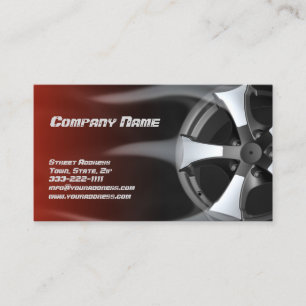 Flamed Tire Rim Auto Repair Service Red Card