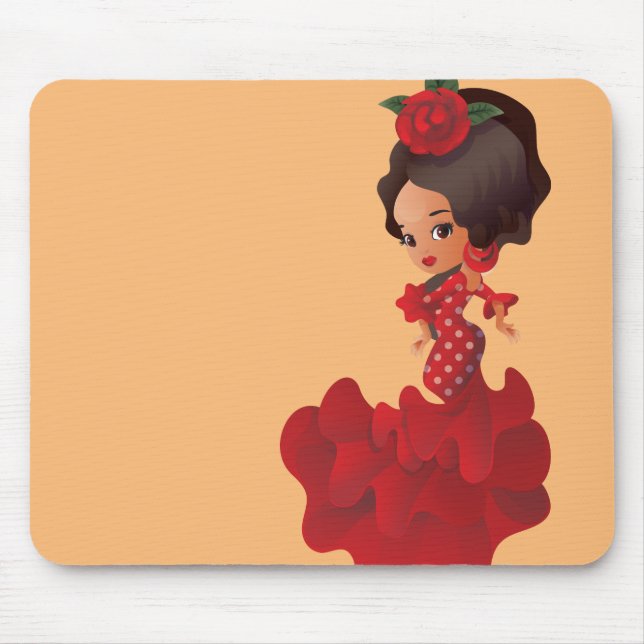 Flamenco cartoon chibi kawaii girl mouse mat (Front)