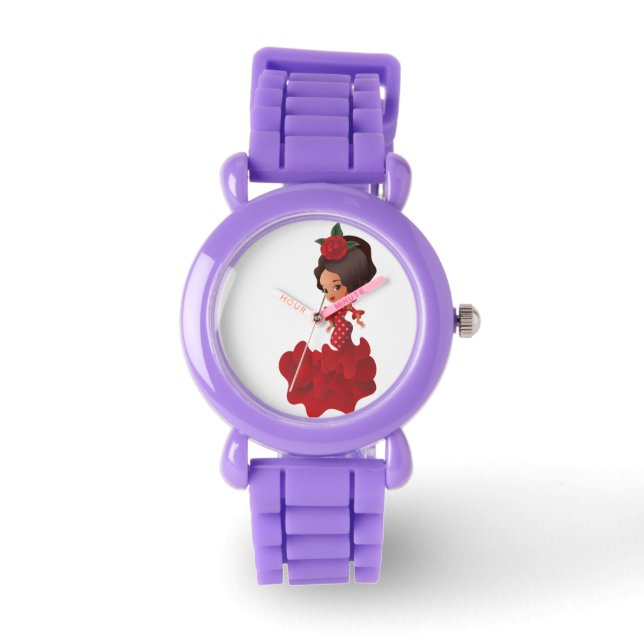 Flamenco cartoon chibi kawaii girl watch (Front)