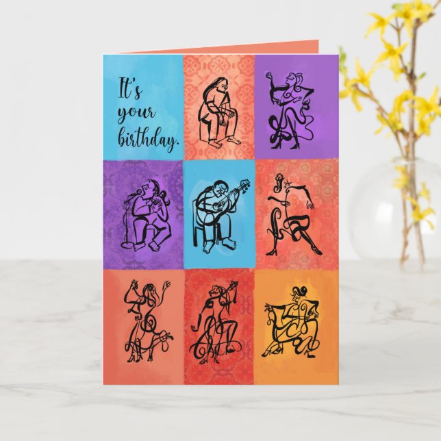  Flamenco Dance and Music Birthday  Card (Yellow Flower)