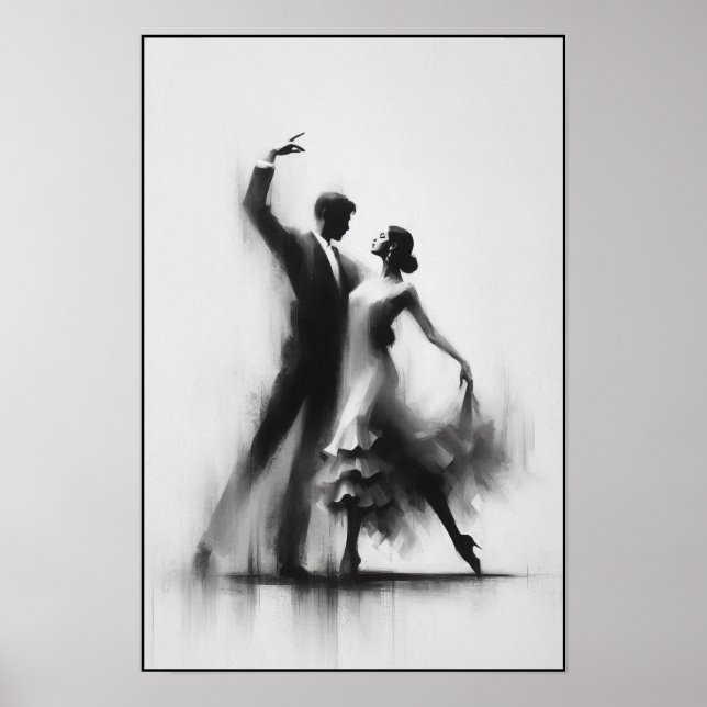 Flamenco Dance Duo Abstract Poster (Front)