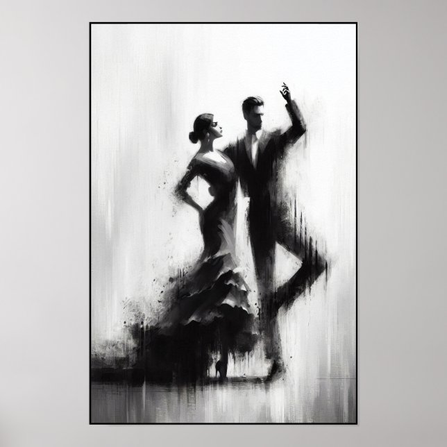 Flamenco Dance Duo Abstract Poster (Front)