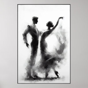 Flamenco Dance Duo Abstract Poster