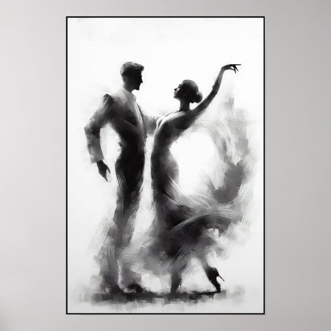 Flamenco Dance Duo Abstract Poster (Front)
