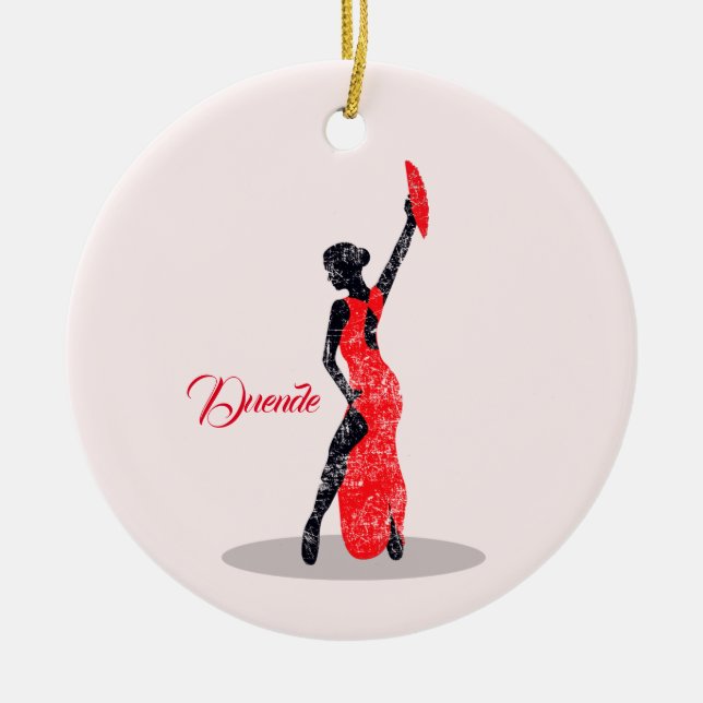 Flamenco Dancer Ceramic Tree Decoration (Front)