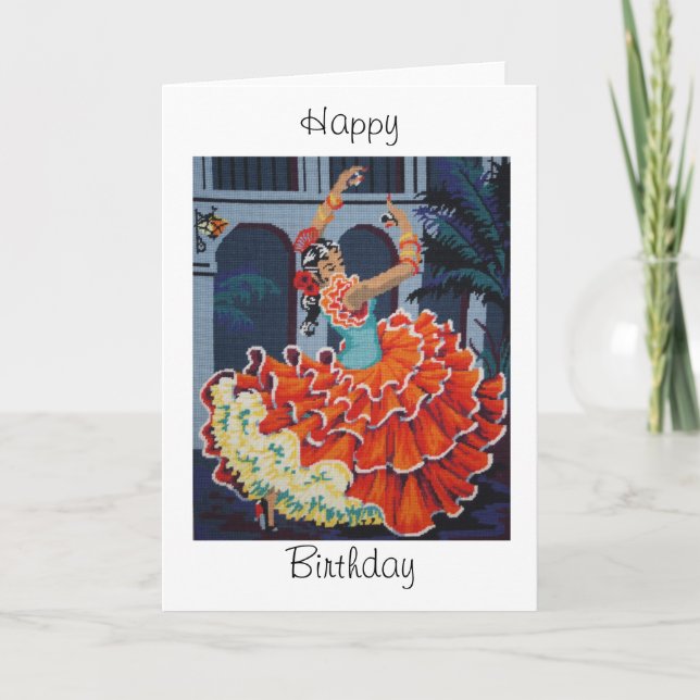 Flamenco Dancer  Happy Birthday Card (Front)