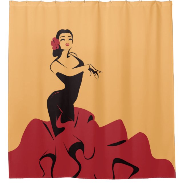 flamenco dancer in a spectacular pose shower curtain (Front)