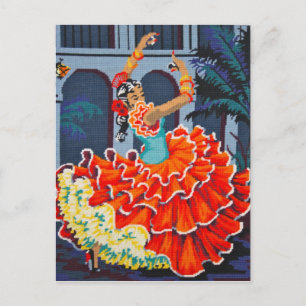 Flamenco Dancer in Colour Postcard