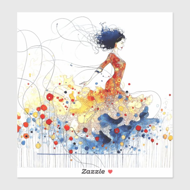 Flamenco Dancer in Flowing Multicolored Motion #1 (Sheet)