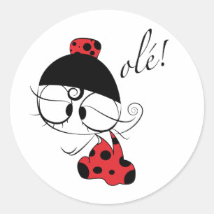 Flamenco dancer ole! classic round sticker