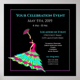 Flamenco Dancer Poster Isolated Black, Your Info.