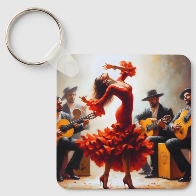 Flamenco Dancer Spanish Music Band  Key Ring (Front)