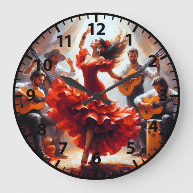 Flamenco Dancer Spanish Music Band  Large Clock (Front)