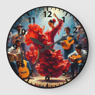 Flamenco Dancer Spanish Music Band Large Clock