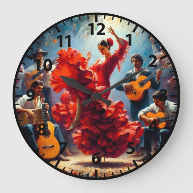 Flamenco Dancer Spanish Music Band  Large Clock (Front)