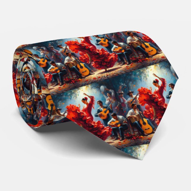 Flamenco Dancer Spanish Music Band  Tie (Rolled)