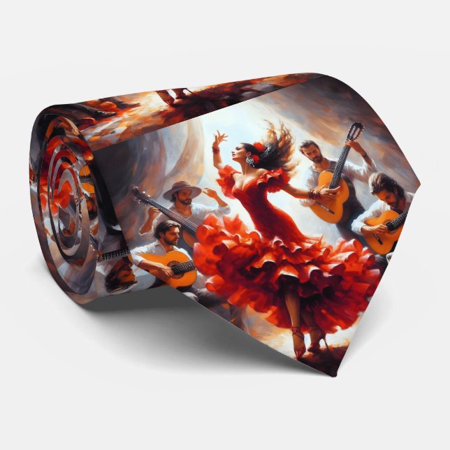 Flamenco Dancer Spanish Music Band  Tie (Rolled)