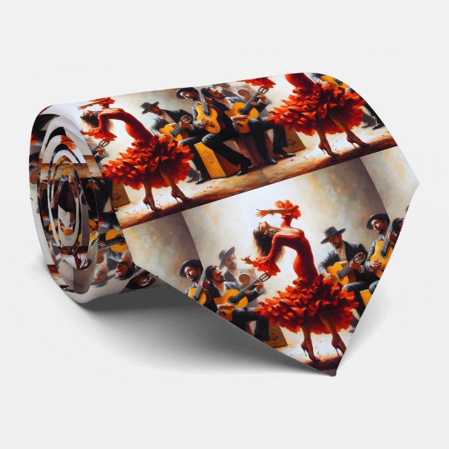 Flamenco Dancer Spanish Music Band  Tie (Rolled)