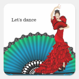 Flamenco dancer square sticker