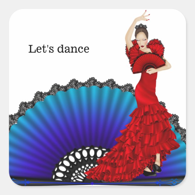 Flamenco dancer square sticker (Front)