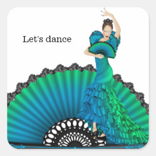 Flamenco dancer square sticker
