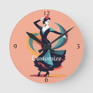 Flamenco Dancer Thunder_Cove Round Clock