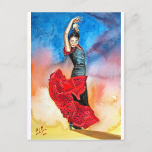 FLAMENCO DANCER watercolour Postcard