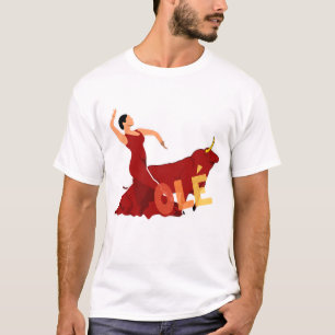 Flamenco Dancer with Bull and Bold Olé Symbol T-Shirt