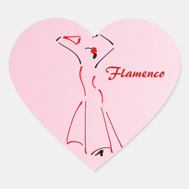 Flamenco Dancer with Customisable Text Heart Sticker (Front)