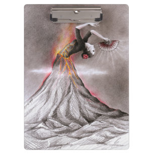 Flamenco dancing woman volcano surreal pencil art clipboard