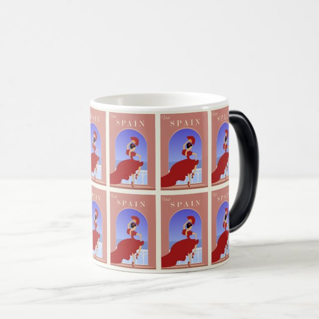 Flamenco Elegance - Retro Spanish Travel Design Magic Mug (Front Right)