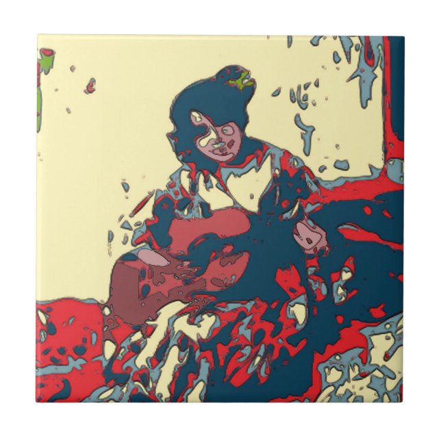 Flamenco Guitar Woman Ceramic Tile (Front)