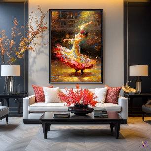 Flamenco in Motion  Expressive Dance Impressionism Poster