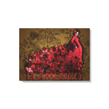 Flamenco Lady Spain Dance Art red black brown