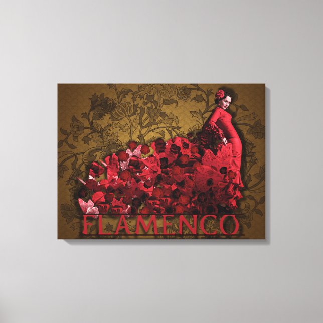 Flamenco Lady Spain Dance Art red black brown Canvas Print (Front)