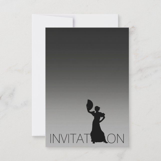 Flamenco Latin Dance Party Gray Black Ombre Invitation (Front)