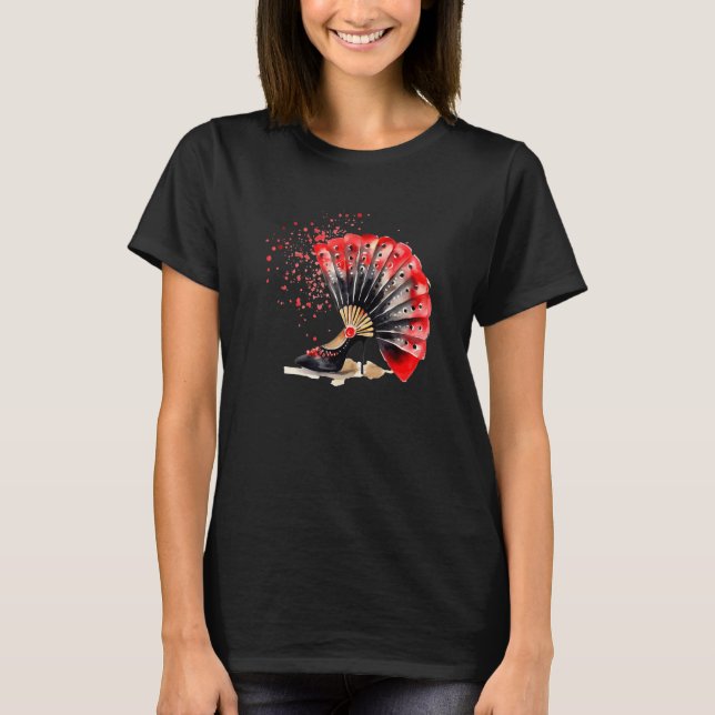 Flamenco Shoes Spanish Dancer High Heels black Dan T-Shirt (Front)