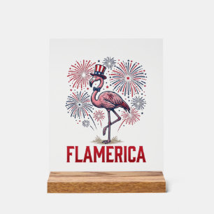 Flamerica Flamingo Patriotic Vintage Shirt Design_ Acrylic Sign