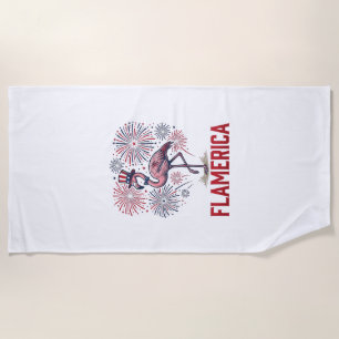 Flamerica Flamingo Patriotic Vintage Shirt Design_ Beach Towel
