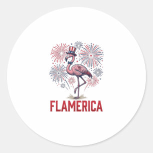 Flamerica Flamingo Patriotic Vintage Shirt Design_ Classic Round Sticker
