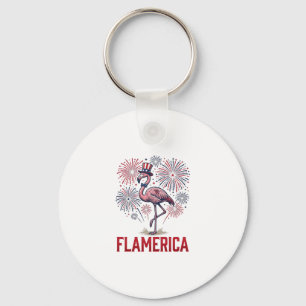 Flamerica Flamingo Patriotic Vintage Shirt Design_ Key Ring