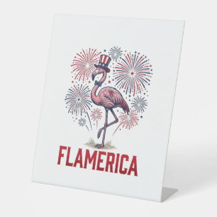 Flamerica Flamingo Patriotic Vintage Shirt Design_ Pedestal Sign