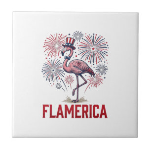 Flamerica Flamingo Patriotic Vintage Shirt Design_ Tile