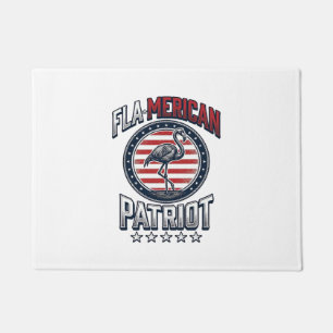 Flamerican Patriot Flamingo Vintage Vector Doormat