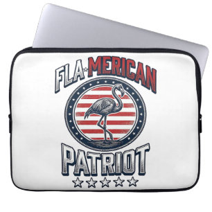 Flamerican Patriot Flamingo Vintage Vector Laptop Sleeve
