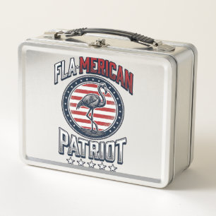 Flamerican Patriot Flamingo Vintage Vector Metal Lunch Box