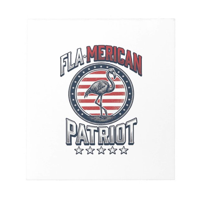 Flamerican Patriot Flamingo Vintage Vector Notepad (Front)