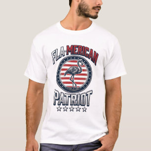Flamerican Patriot Flamingo Vintage Vector T-Shirt