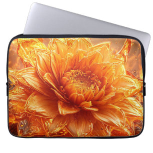 Flames are flying around a flower laptop sleeve