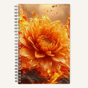 Flames are flying around a flower notebook